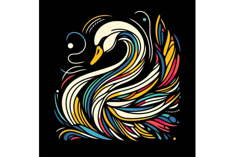 a-bundle-of-line-art-colorful-abstract-bird-swan