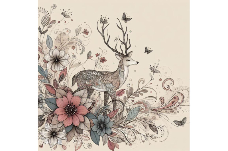 a-set-of-beautiful-image-with-nice-hand-drawn-deer