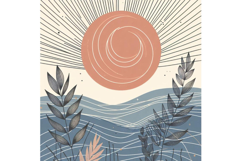 bundle-of-mid-century-sunset-print-boho-minimalist-printable-wall-art