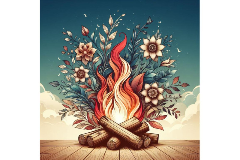 bundle-of-burning-bonfire-with-wood