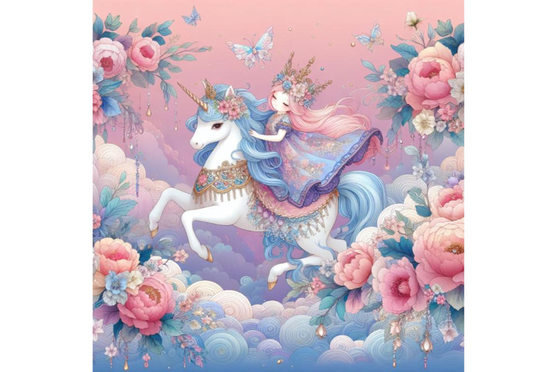 bundle-of-adorable-cartoon-fairy-tale-princess-and-unicorn