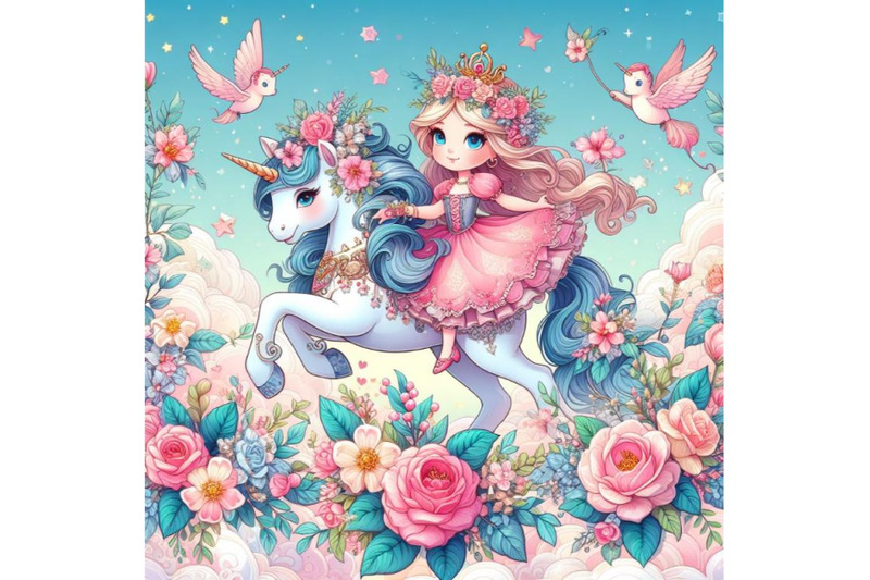 bundle-of-adorable-cartoon-fairy-tale-princess-and-unicorn