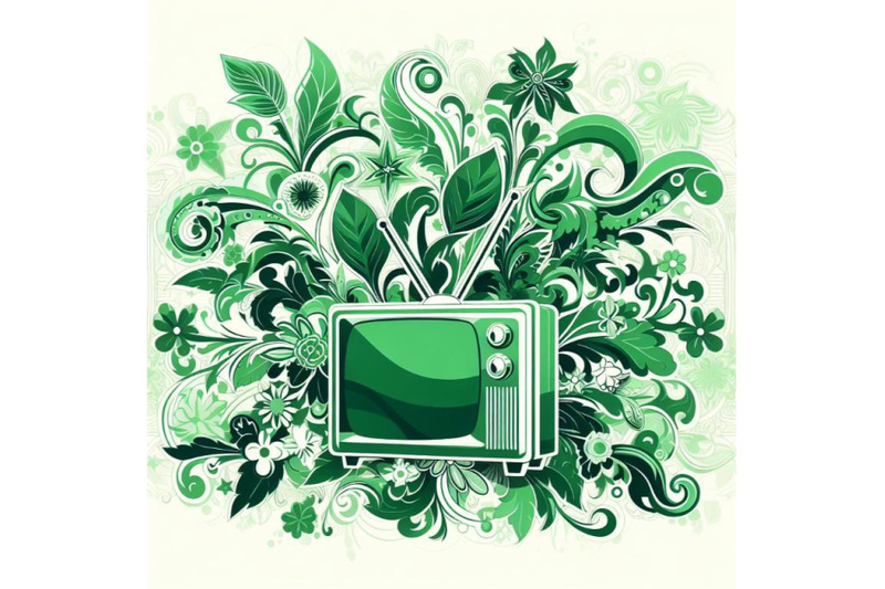 a-set-of-green-sihouette-of-retro-tv-on-white