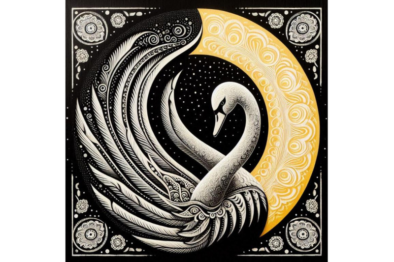 a-bundle-of-black-and-white-swan-with-carved-patterns-an-abstract-sil