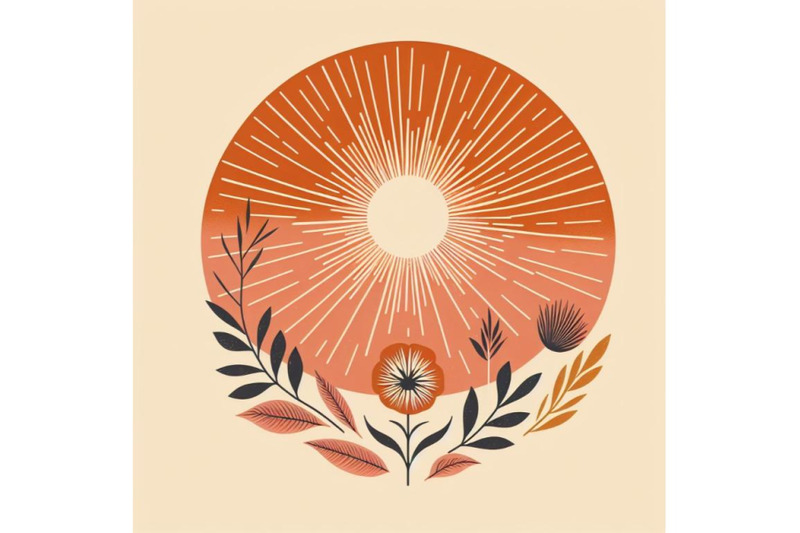 bundle-of-orange-sun-print-boho-minimalist-printable-wall-art