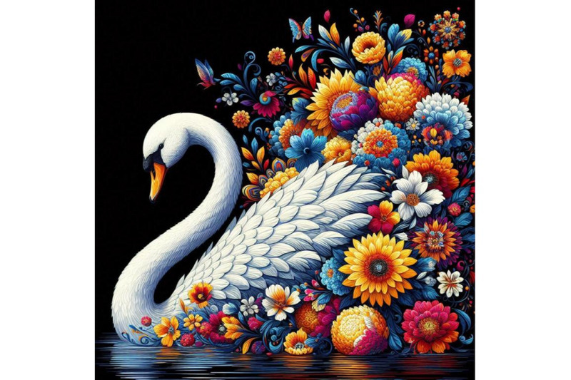 a-bundle-of-digital-art-of-an-elegant-white-swan-in-vibrant-array-of-f