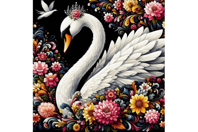 a-bundle-of-digital-art-of-an-elegant-white-swan-in-vibrant-array-of-f