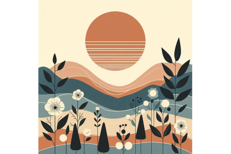 bundle-of-mid-century-sunset-print-boho-minimalist-printable-wall-art