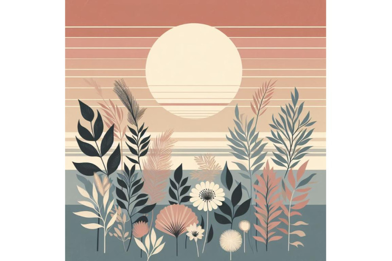 bundle-of-mid-century-sunset-print-boho-minimalist-printable-wall-art