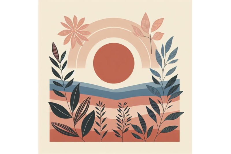 bundle-of-mid-century-sunset-print-boho-minimalist-printable-wall-art