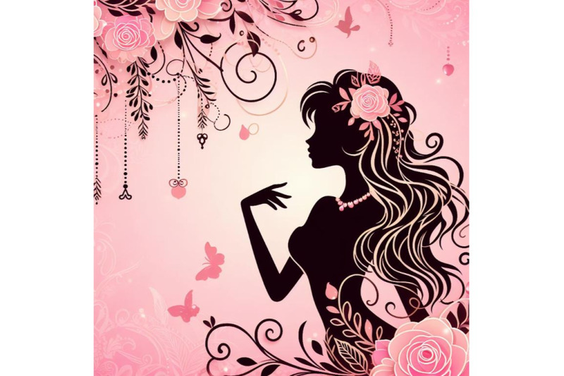 bundle-of-beautiful-girl-silhouette-with-rose