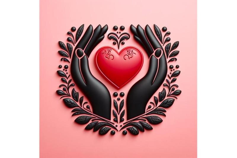 bundle-of-black-hands-holding-red-heart-icon