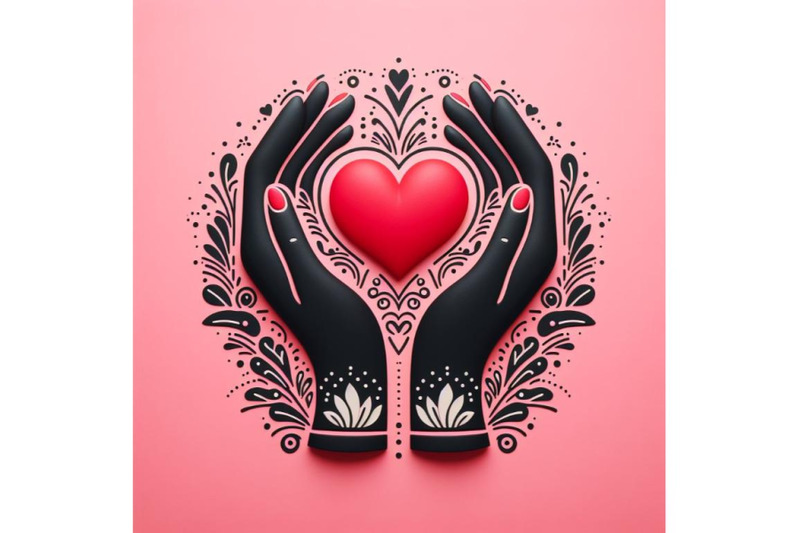 bundle-of-black-hands-holding-red-heart-icon