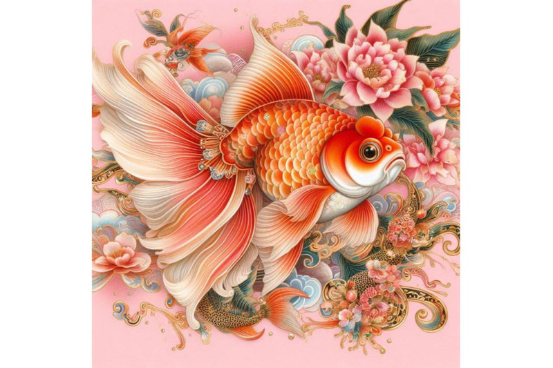 bundle-of-goldfish-in-oriental-style-painting