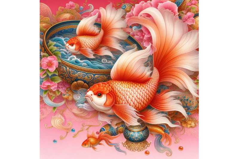 bundle-of-goldfish-in-oriental-style-painting