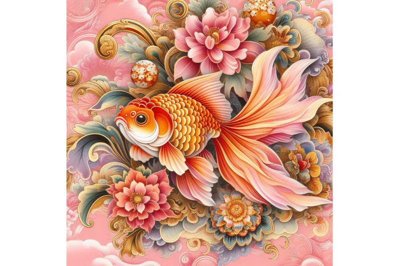 bundle-of-goldfish-in-oriental-style-painting