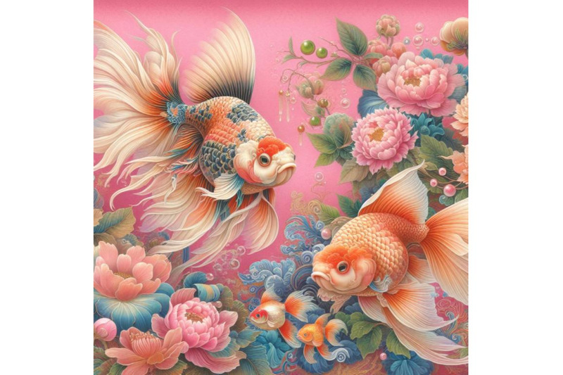 bundle-of-goldfish-in-oriental-style-painting