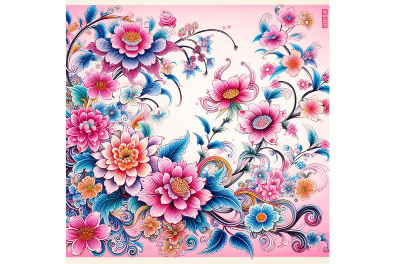 bundle-of-colorful-chinese-painting-traditional-ink-artwork-of-flower