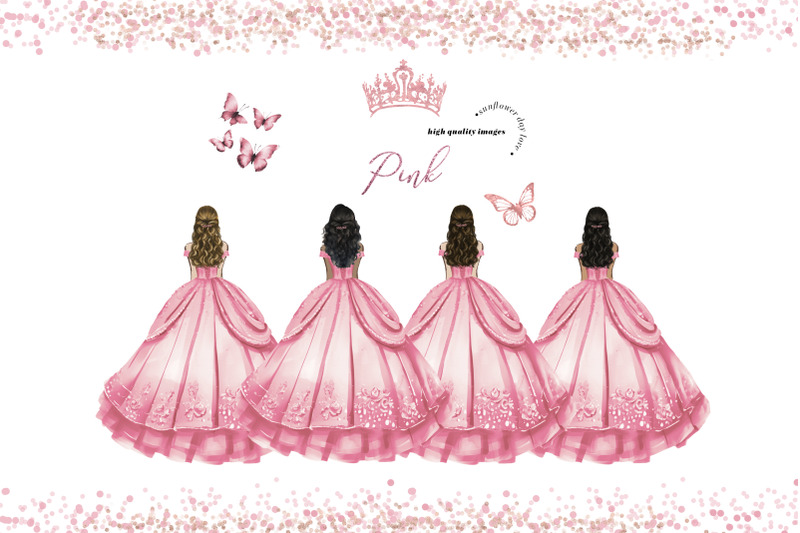 princess-pink-dress-butterfly-rose-floral-clipart