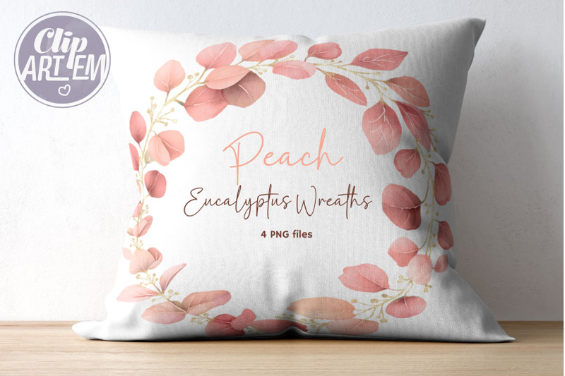 boho-coral-peach-wreath-4-png-greenery-eucalyptus-images-set