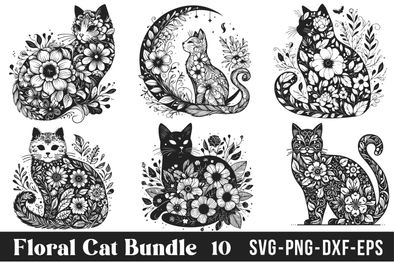 floral-cat-svg-bundle