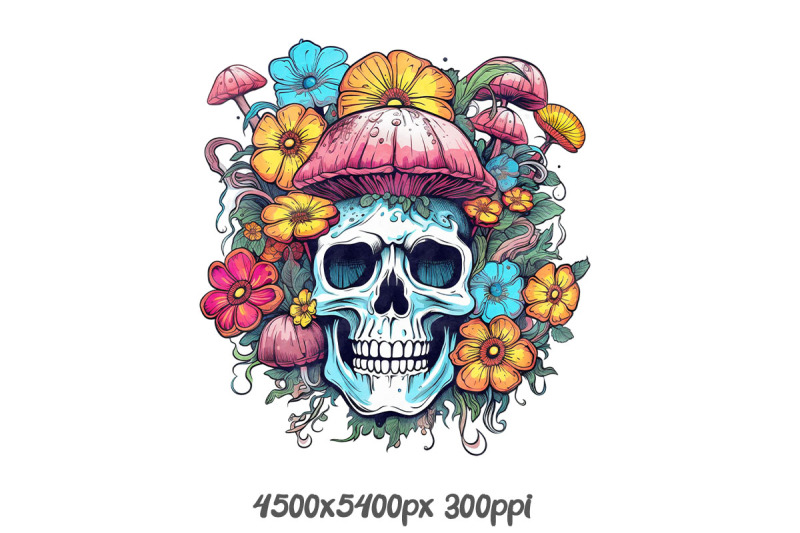 floral-skull-in-hippie-colors