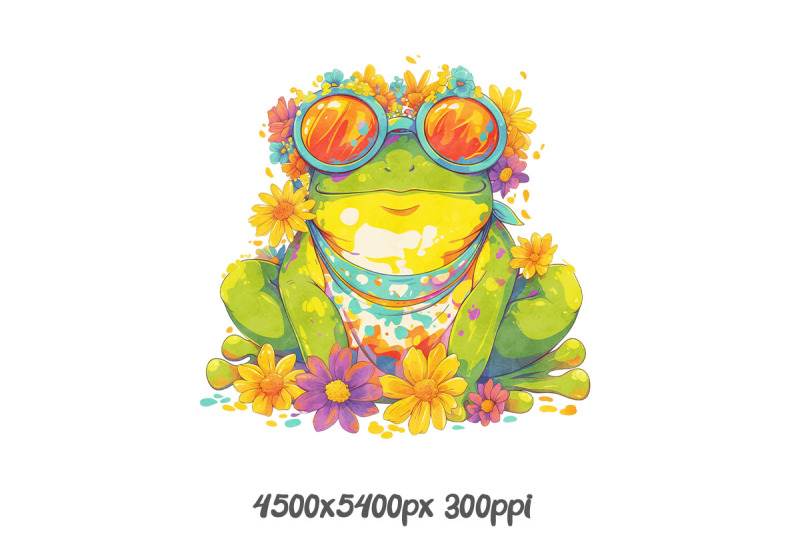 happy-hippie-frog-in-flowers