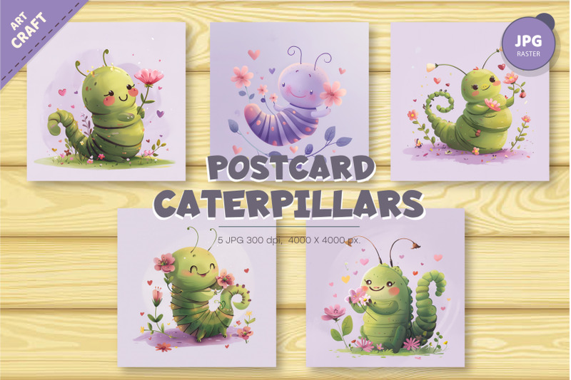 cute-watercolor-caterpillars-children-039-s-cards