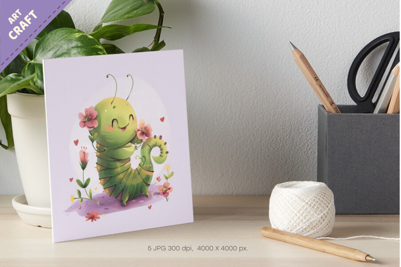 cute-watercolor-caterpillars-children-039-s-cards