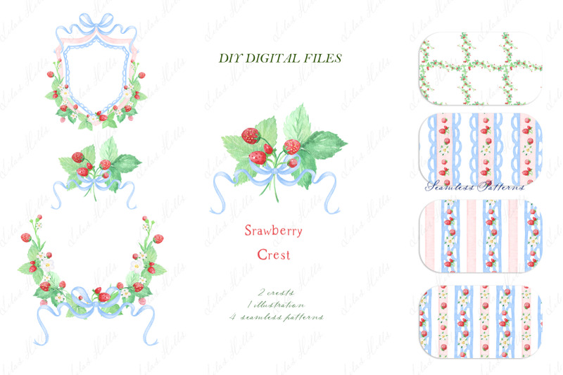 strawberry-family-watercolor-crest-diy