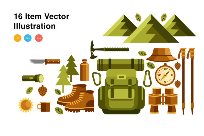 hiking-elements-vector-illustration