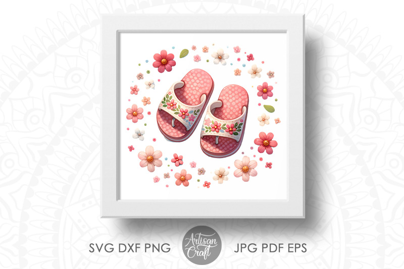 cute-pink-flip-flops-with-flowers-nursery-art-floral-art