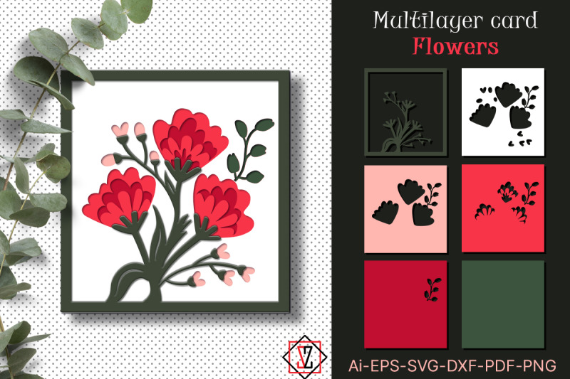 flowers-multilayer-postcard-cut-file