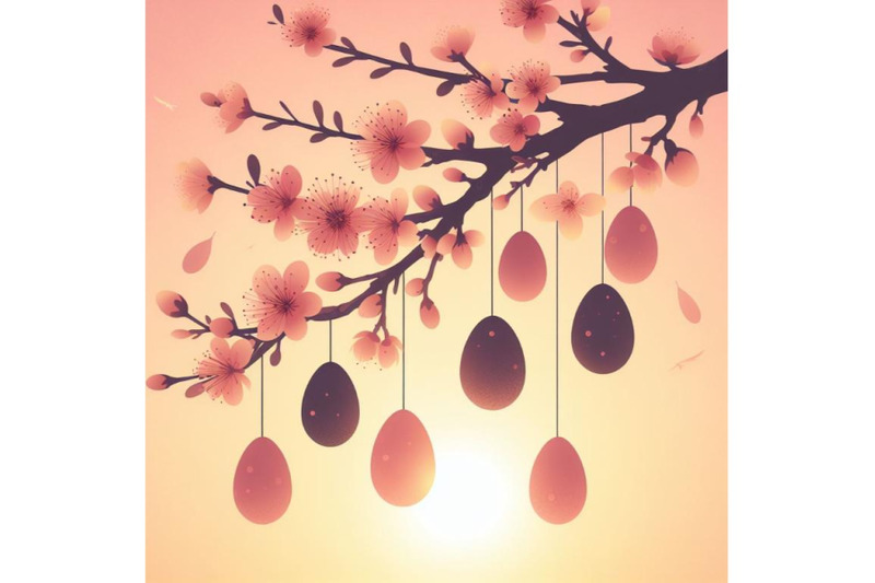 set-of-easter-eggs-hanging-on-plum-branch