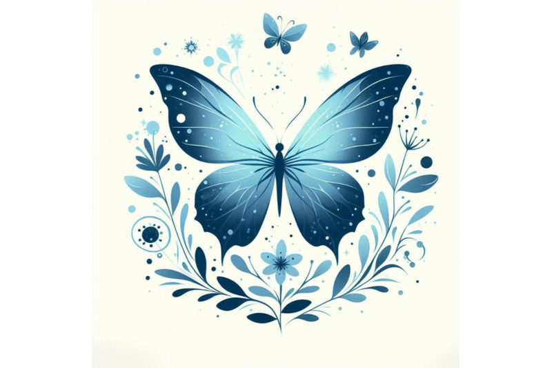 set-of-blue-butterfly-on-a-white-backg