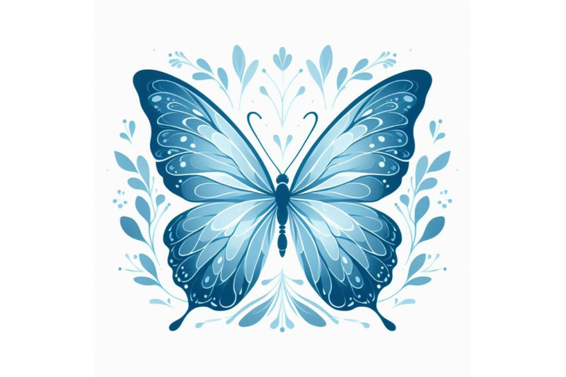 set-of-blue-butterfly-on-a-white-backg