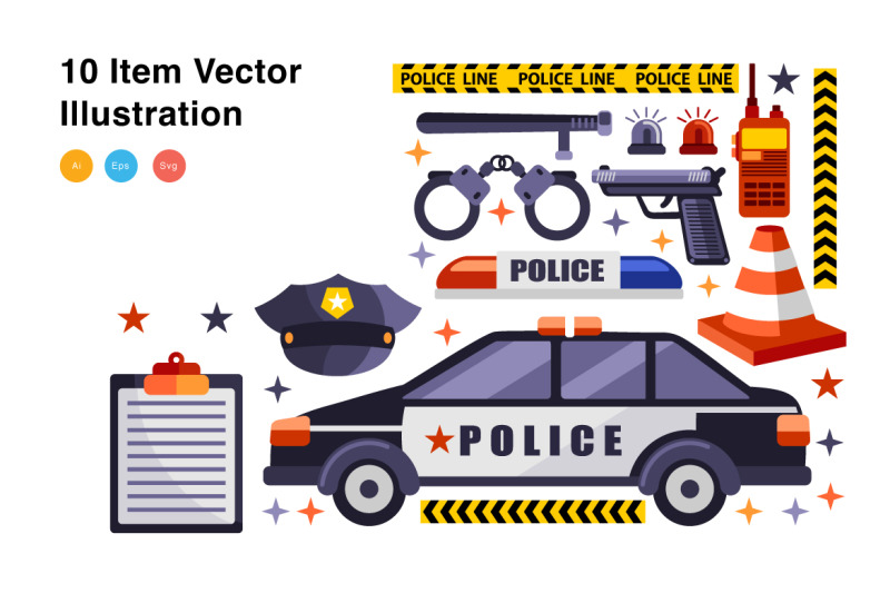 police-elements-vector-illustration