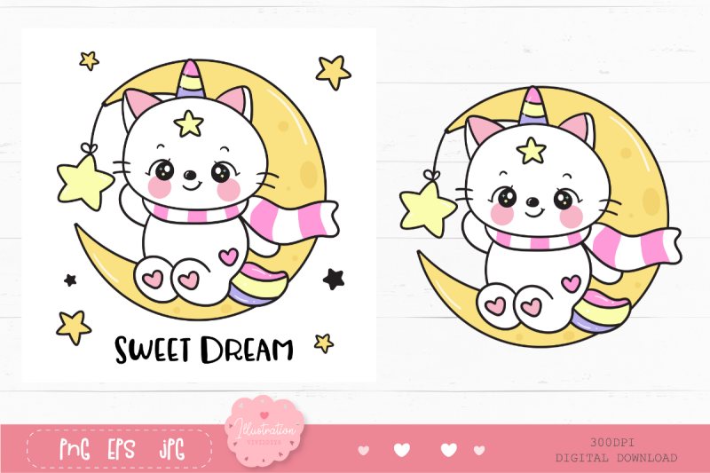 cat-unicorn-on-moon-with-star-kawaii-cliparts-baby-kitten