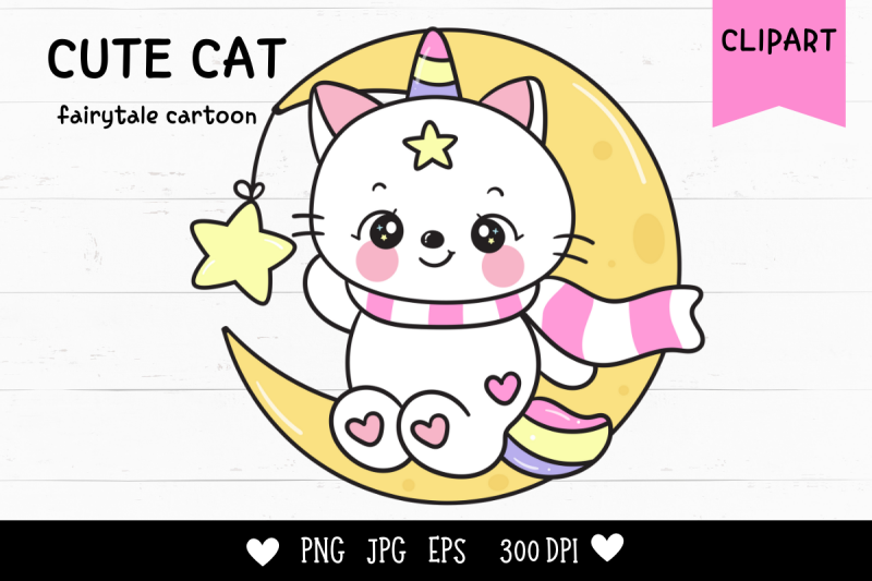 cat-unicorn-on-moon-with-star-kawaii-cliparts-baby-kitten