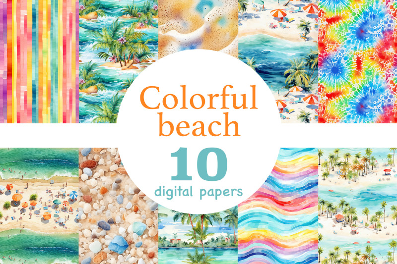 colorful-beach-digital-papers-summer-seamless-pattern