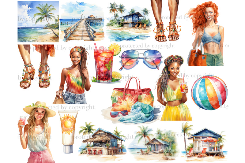 colorful-beach-clipart-summer-girl-graphics