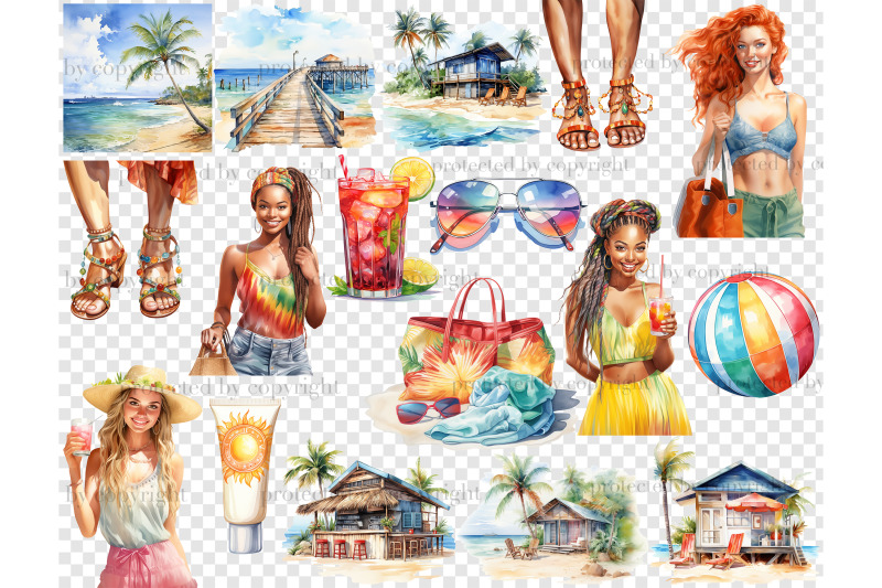 colorful-beach-clipart-summer-girl-graphics