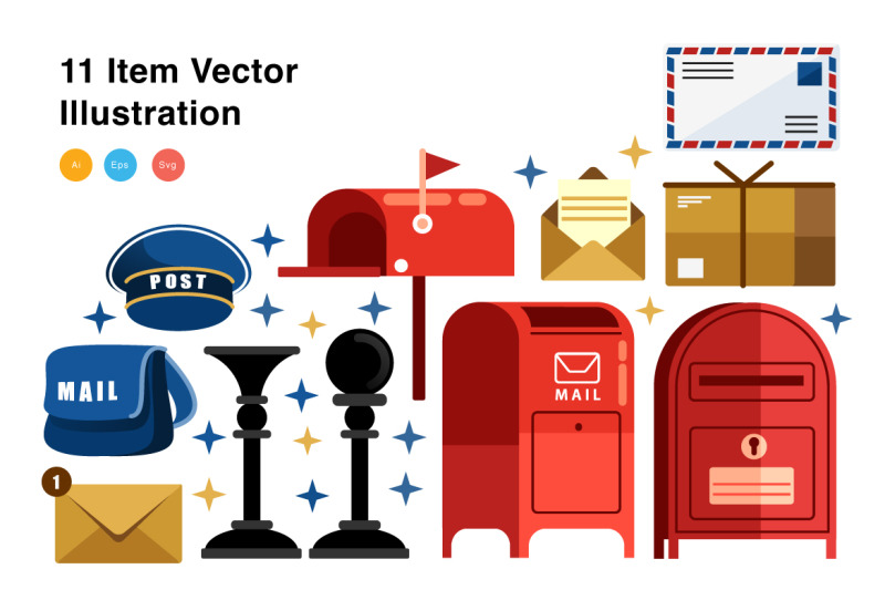 postman-elements-vector-illustration