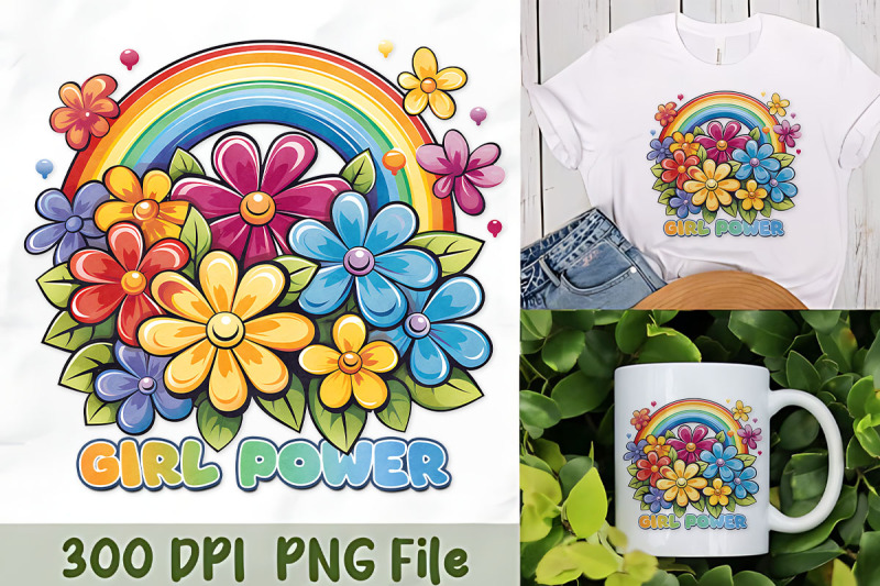 girl-power-with-rainbow-and-flowers