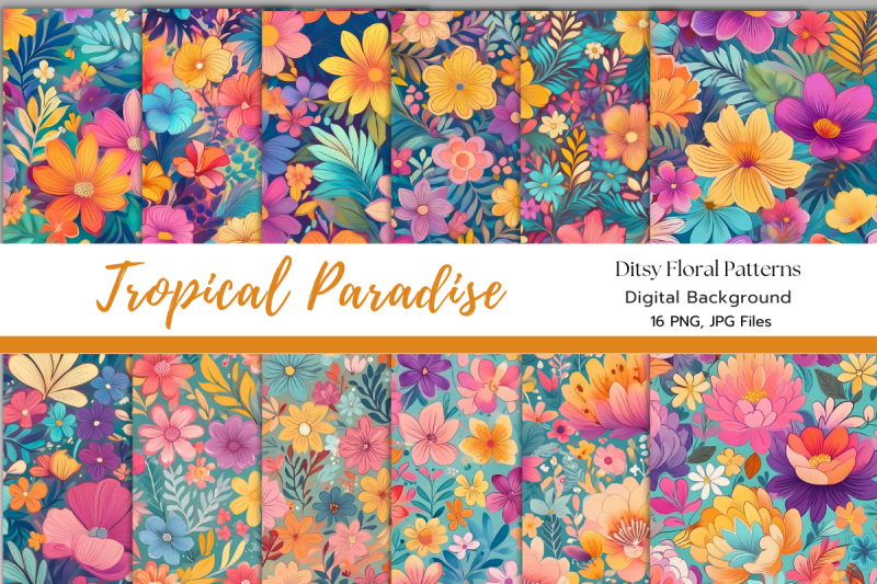 tropical-paradise-ditsy-florals-digital-paper