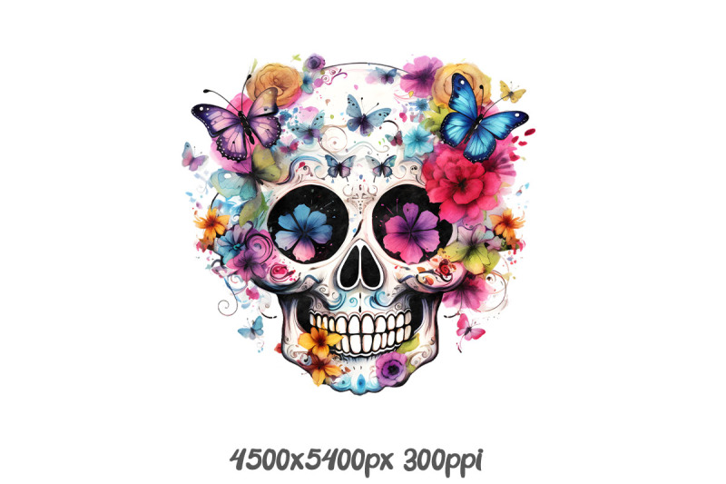 floral-skull-with-vibrant-accents