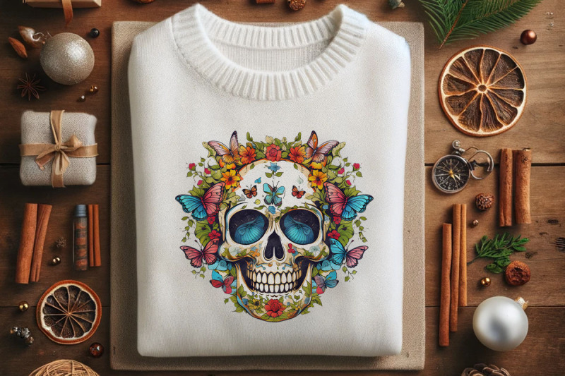 colorful-skull-with-floral-accents