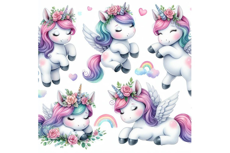 a-bundle-of-set-of-isolated-coloring-cute-unicorn