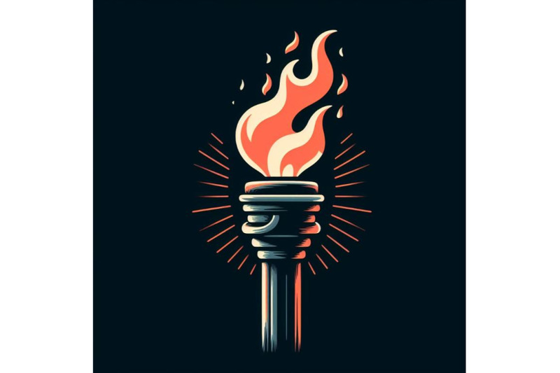 4-torch-with-flames-on-black-bac