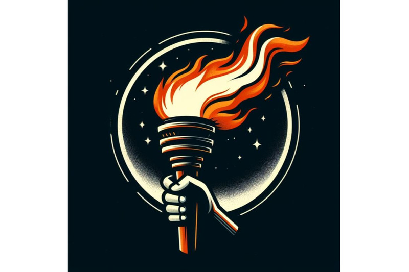 4-torch-with-flames-on-black-bac